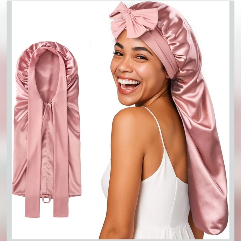 Pink Silk Hair Bonnet| 6A Mulberry Silk|xl